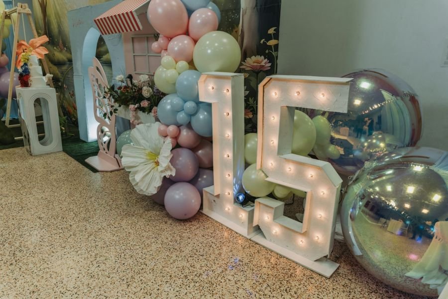 Marquee Numbers & Pastel Balloons