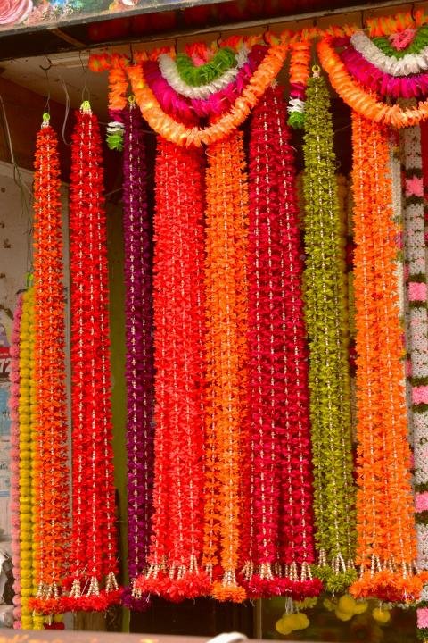 Flower garlands and floral accessories