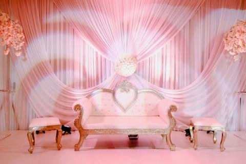 Wedding stage loveseat and banquet seating