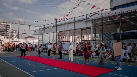 Red carpet flooring at outdoor event
